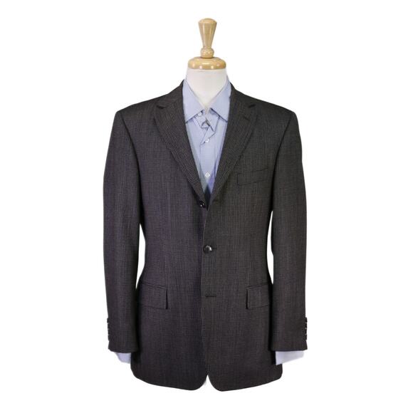 Hugo Boss Black Gray Brown Knit Woven Wool Sportcoat Blazer 38R - Picture 1 of 9